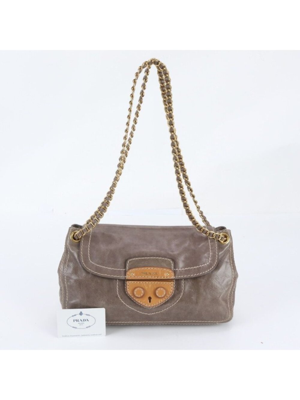 Prada White Tag Leather 2-Way Chain Shoulder Bag